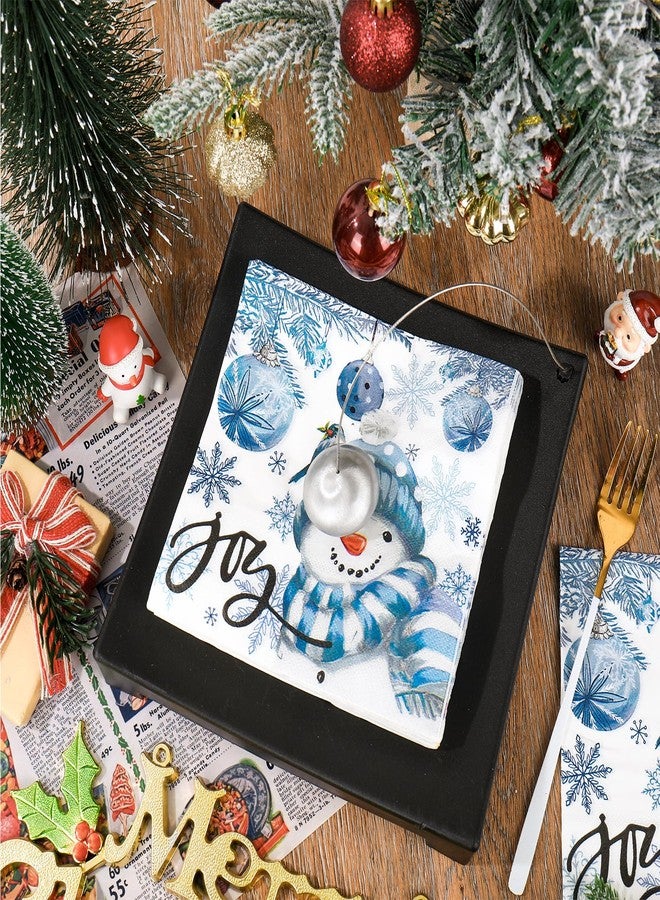 JarThenaAMCS 100Pcs Christmas Paper Napkin Blue Snowman Xmas Ball Luncheon Napkins Dinner Hand Napkins for Winter Home Party Supplies Table Decor - Image 4